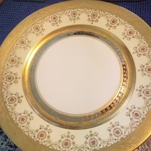French dinner plates gold trim ornate holiday  set of 4